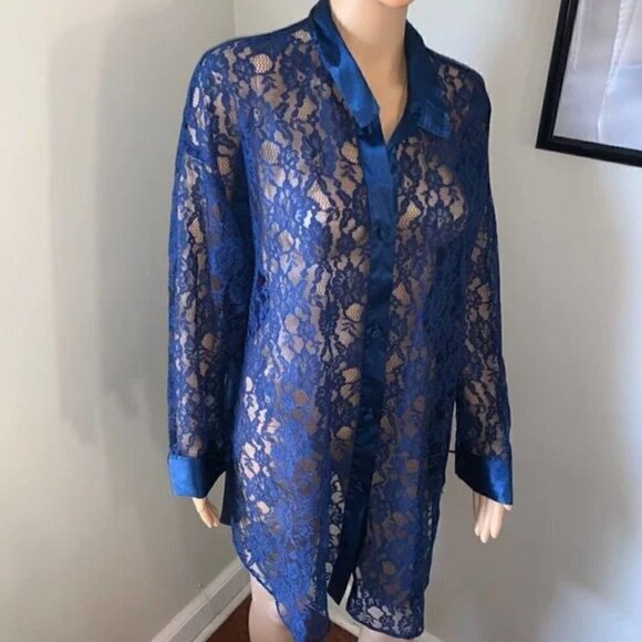 Victoria's Secret Robe M/L Vintage Gold Label Lace Nightgown Retro Collector - Picture 3 of 8